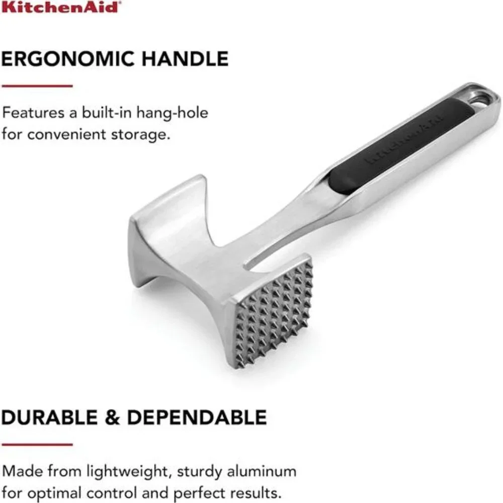 KitchenAid Gourmet Multi Sided Meat Tenderizer for Pounding Meats, Nuts,